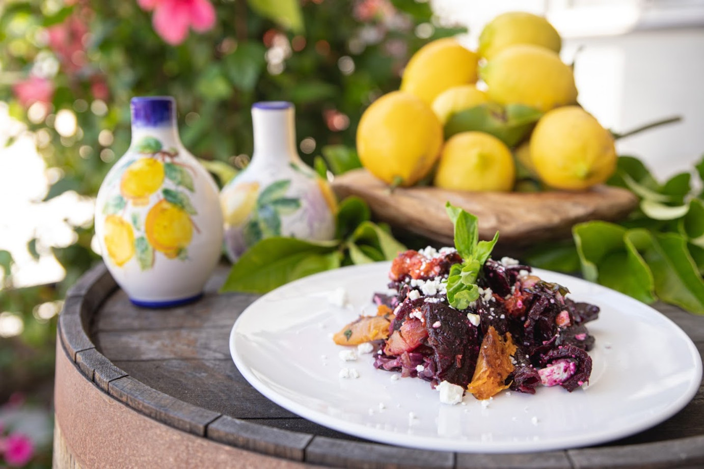 Colorful dish and lemons